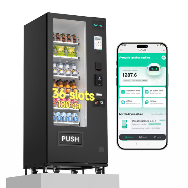 36-channel vending machine with spring mechanism