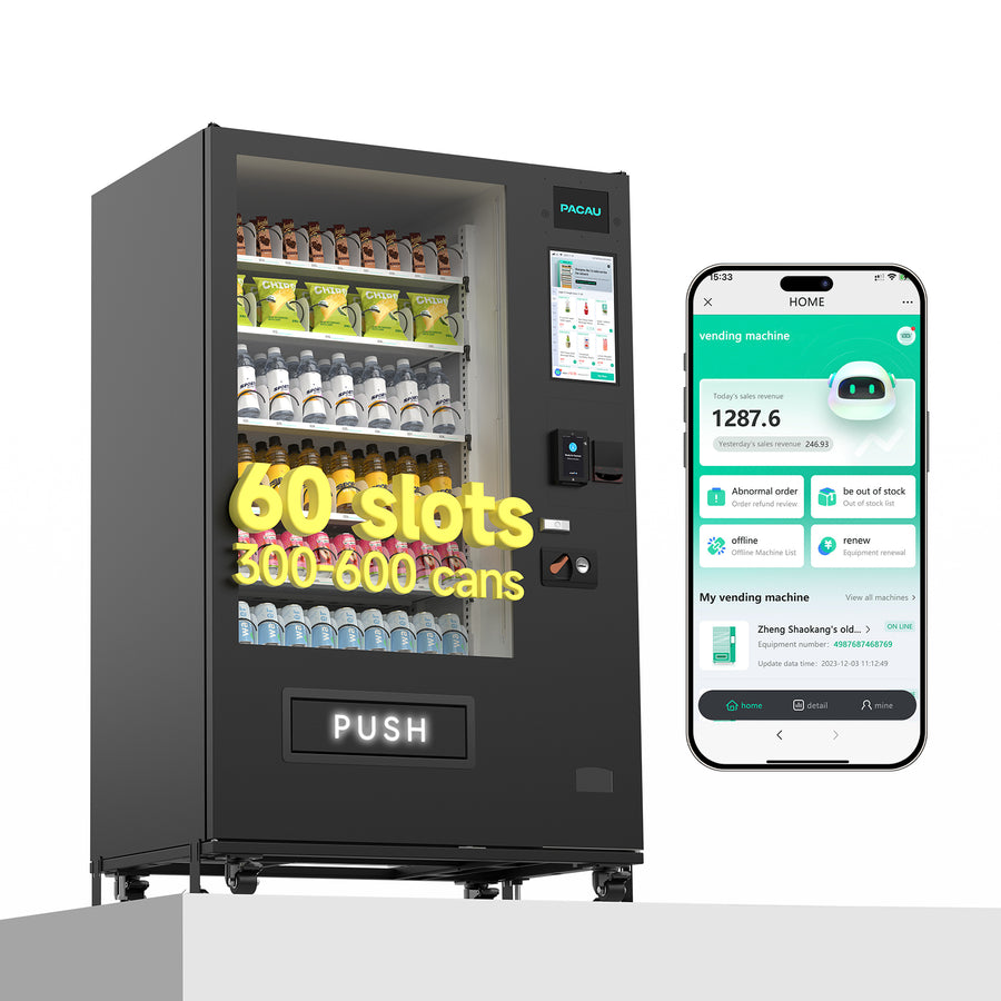 60-channel vending machine with spring mechanism