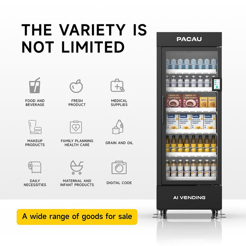 AI Smart Open Door Snack & Drink Vending Machine with Gravity Shelves