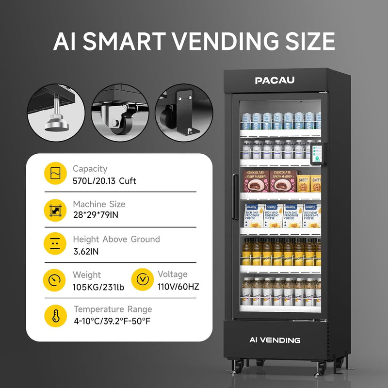 AI Smart Open Door Snack & Drink Vending Machine with Gravity Shelves