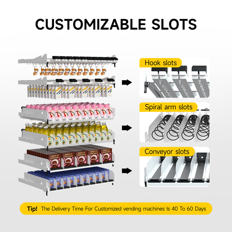 60-channel vending machine with spring mechanism